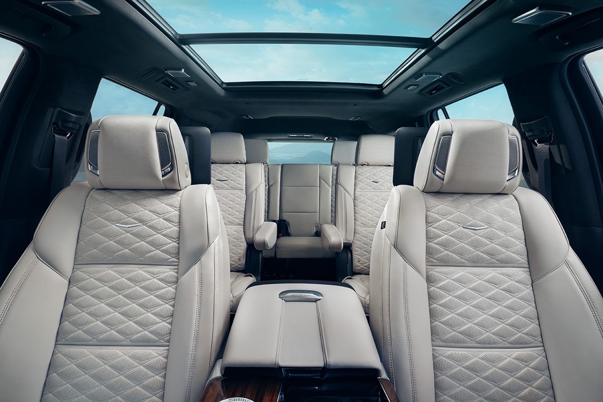 Front Row View of the 2026 Cadillac Escalade's Spacious Three-Row Seating