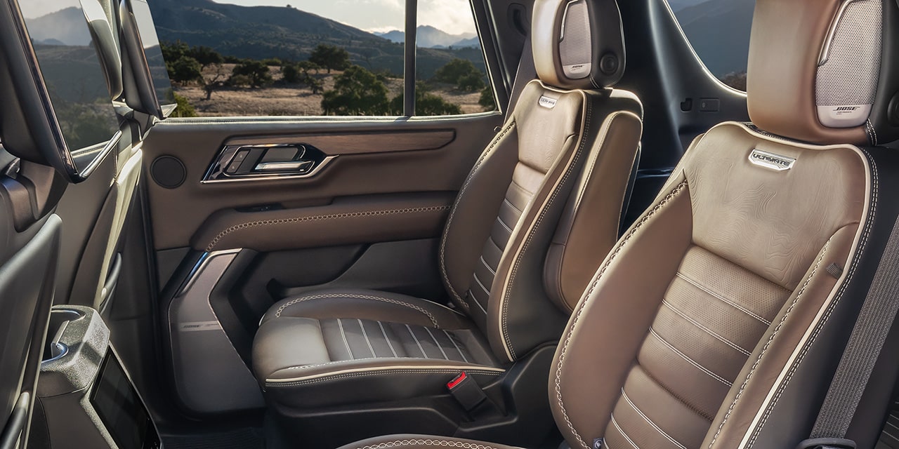 Interior View of the Second and Third Row Executive Seating in the GMC Yukon Denali Luxury 3 Row SUV