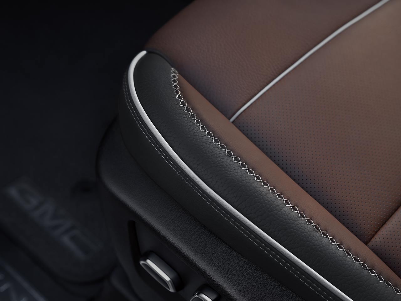 Close-up of the Stitching on the Seating in the 2026 GMC Sierra Denali Luxury Pickup Truck