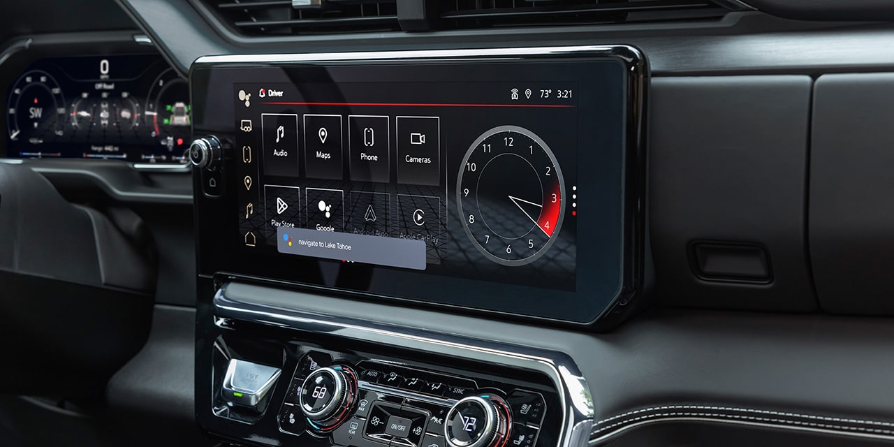 Close-up of the 13.4 Inch Diagonal Premium GMC Infotainment System